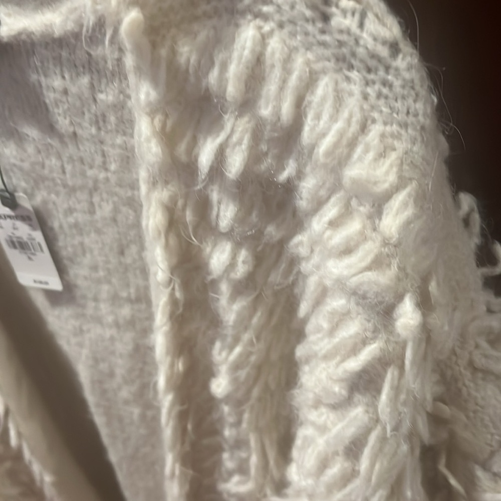 Express Cream Textured Open-Front Cardigan - Picture 2 of 5